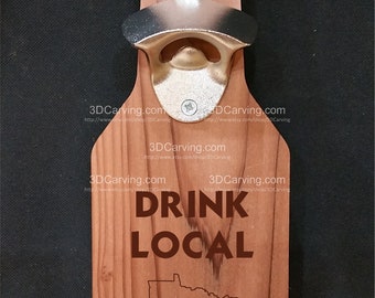 Wall Mounted Beer Bottle Opener with your state, personalized laser engraving by 3DCarving.  Great for a groomsmen’s gifts or your mancave.