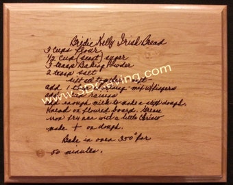 Laser Engraved Recipe on Alder Plaque - Custom Handwritten Gift