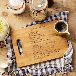 Engraved Handwritten Recipe Bamboo Cutting Board: Personalized Keepsake