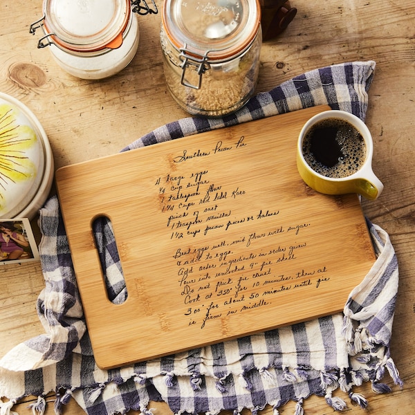 Engraved Handwritten Recipe Bamboo Cutting Board: Personalized Keepsake