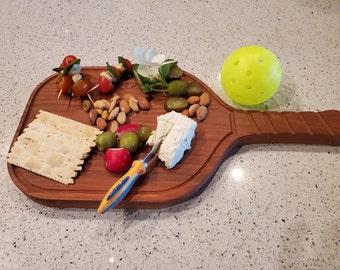 Pickleball Paddle Cutting Board |Charcuterie Board | cutting boards | Pickleball gift | Personalized |  solid cherry | 3dcarving | Paddle