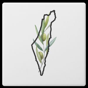 Palestine stone coaster Palestine olive Palestine map