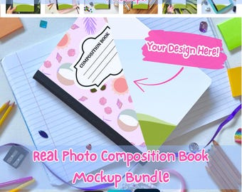 Komposition Notebook Cover Mockup Vorlagen: Canva, Photoshop, Procreate (Digitaler Download)