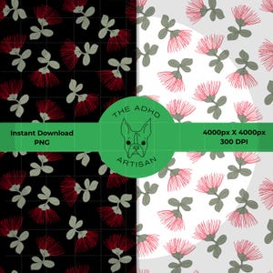 Ohia Lehua Seamless Bundle Pattern Hawaiian Flower Hawaiian Floral Pattern Ohia File Big Island Flower Tropical Floral Pattern Commercial