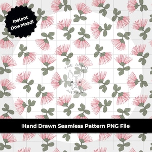 Ohia Lehua Seamless Pattern Hawaiian Flower Hawaiian Floral Pattern Ohia Seamless File Big Island Flower Tropical Floral Pattern Commercial
