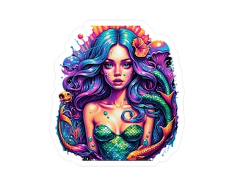 Mermaid Decal, Ocean Sticker, Laptop Decal, Water Bottle Sticker, Car Decal, Vinyl Decal, Gift for Mermaid Lover