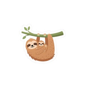 Vinyl Decal Sticker, Cute Sloth & Baby Sloth Design for Laptop, Water Bottle, Car, and More - Gift for Animal Lovers, Sloth Fans