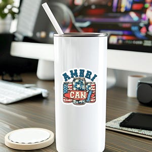 Ameri Can Sticker, 4th Of July, America Independence Day Sticker, Patriotic  USA Flag, Waterproof Stickers