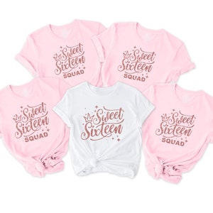 Sweet 16th Birthday Shirt, Sweet Sixteen Squad, Custom Birthday Shirt, 16 Birthday Party Shirt, Sweet 16 Bday, Custom Name Birthday T-Shirt
