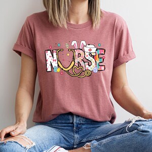 Easter Bunny Nurse Sweatshirt, Easter Nurse Shirt for Women, Cute Nursing School Sweat, Funny Easter Hoodie, Nursing School Tee Easter Gift