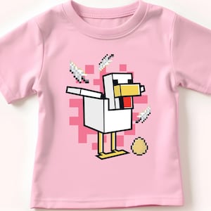 Youth Chicken Mineaft Shirt, Chicken Jockey, Cartoon T-shirt, Funny Gamer Tee; Movie Chicken Jockey, Gift for Gamers