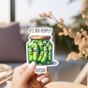 It&#39;s Too Peopley Outside Sticker, Pickle Stickers, Funny Pickles Stickers, Laptop Stickers, Funny Stickers, Sarcastic Stickers