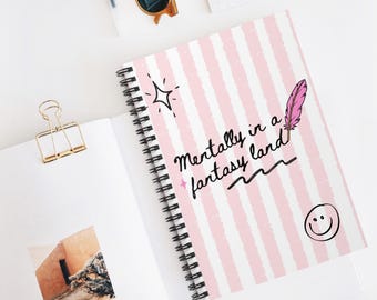 Mentally in a Fantasy Land Notebook | Bookish Journal for Readers | Cute Reader Gift | Spiral Notebook for Book Lovers | Reading Aesthetic