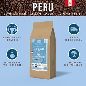 Peruvian Coffee – Single Origin, Smooth & Balanced | Chocolate, Lemon, Herbal Notes | Roasted to Order | Whole Bean or Ground | Small Batch