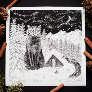 Jólakötturinn - Fine ArtStampa - 30 x 30 cm