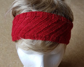 Headband / Earwarmers. Hand Dyed 100% Merino Wool,  Colourway: Ravelry Red.