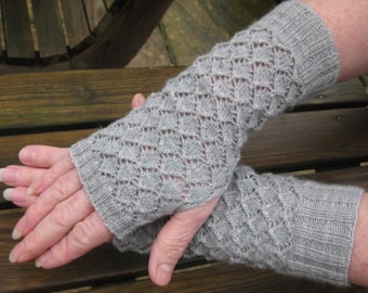 Lacy Fingerless Gloves - Mittens - Wrist Warmers  - Arm Warmer PDF Knitting Pattern Instant Download