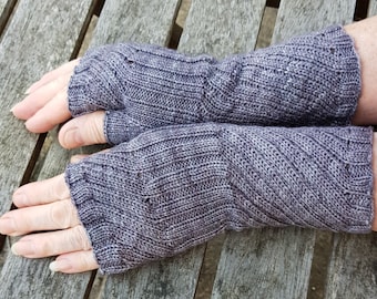 Fingerless Gloves -  Hand  Warmers -  Wrist Warmers. Hand Dyed 100% Merino Wool,  Slate Grey (Plomo)