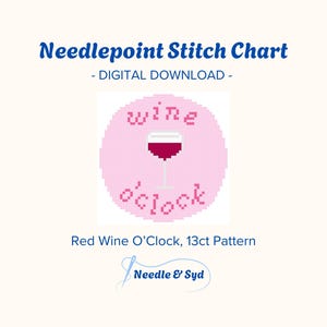 Red Wine O’Clock Needlepoint Pattern - 13ct Chart (Digital Download)