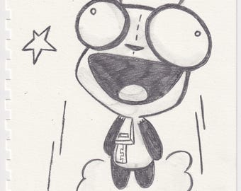 Lancering! - Originele potlood- en watertekening