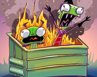 Trash Fire: gesigneerde afdruk