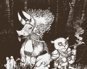 Jehf the Paladin and his Dinosaur (with Sheep Family)