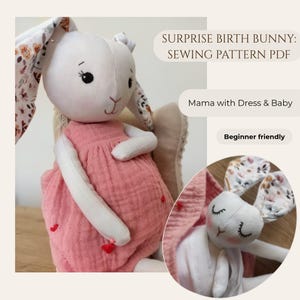 Bunny Sewing Pattern PDF, Mother and Baby Rabbit Stuffed Animal Tutorial, Interactive Plushie DIY, Pregnant Toy, Softie Doll, Hide and Seek