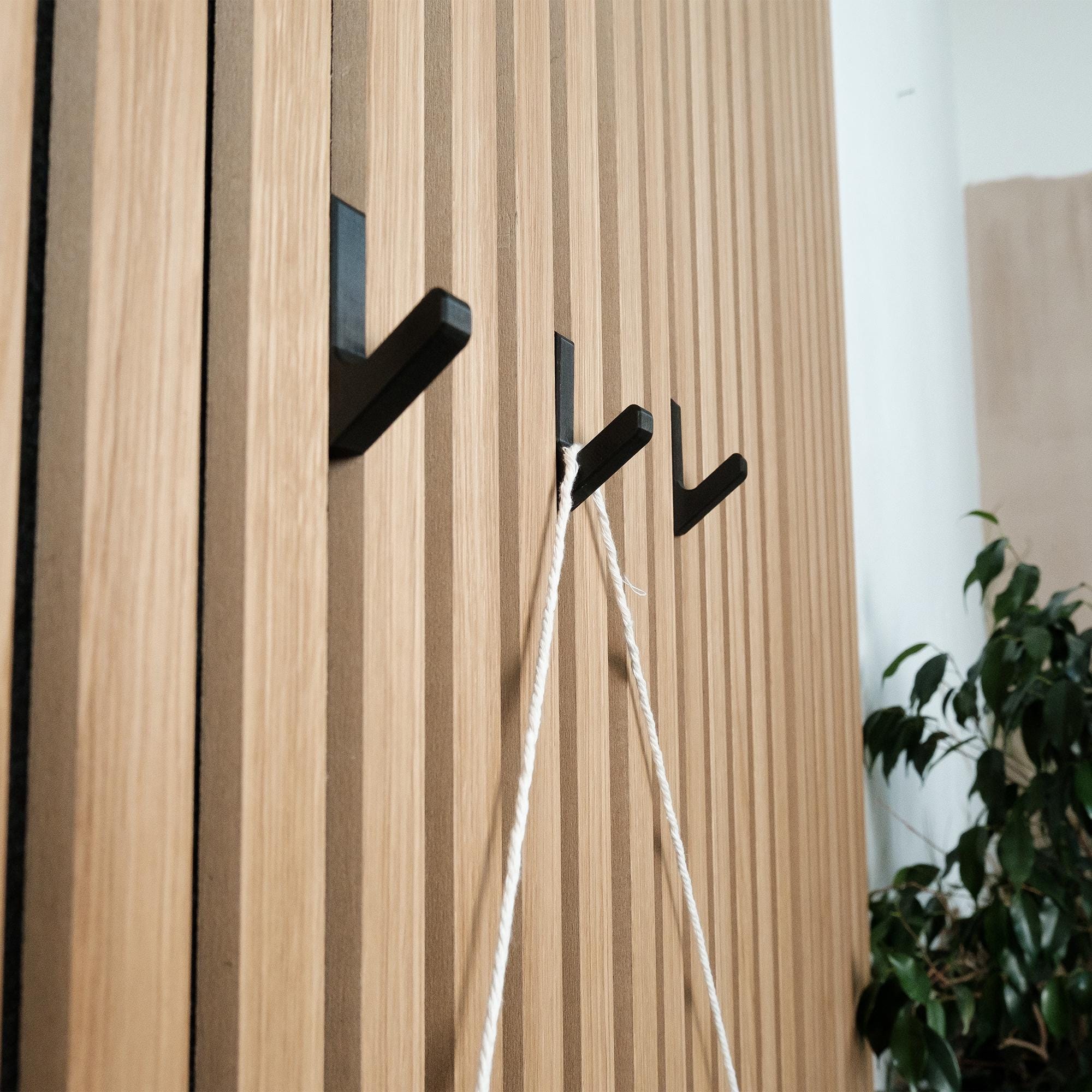 Acoustic Panel Hooks Black Rack, decorative panel 3D Printed, Hanger for Panels, Modern wall panels hooks, akupanel  accessories