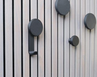 Ganchos para paneles acústicos 3D negros, ganchos redondos para paneles acústicos, ganchos para paneles de pared con listones acústicos, ganchos para paneles de pared.