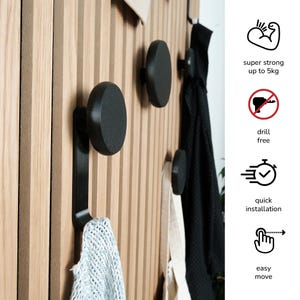 Black 3D Acoustic Panel Hooks, Round Coat Hooks for Acoustic Panels , Acoustic slat wall hooks, Wall panels hook,