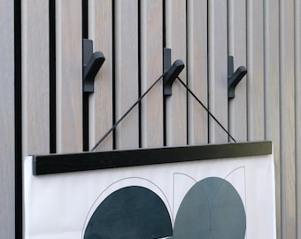 Black Rack Acoustic Panel Hooks, 3D Printed Decorative Hangers for Modern Wall Panels, Akupanel Accessories for Home Décor, New House Design