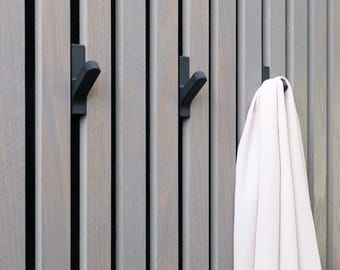 Ganchos para paneles acústicos, paneles de pared decorativos con ganchos impresos en 3D, ganchos de pared con listones acústicos, ganchos Akupanel, ganchos para paneles de pared