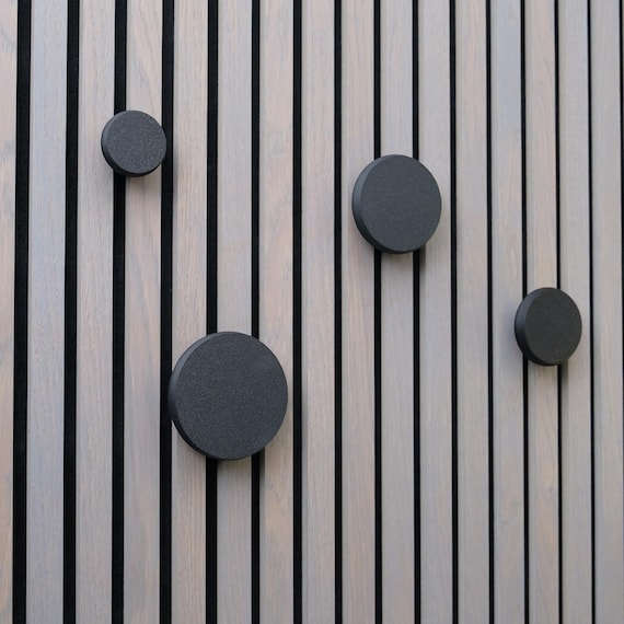 Acoustic Panel Hooks Black Rack, decorative panel 3D Printed, Acoustic slat wall hooks, Modern wall panels hooks, akupanel  accessories