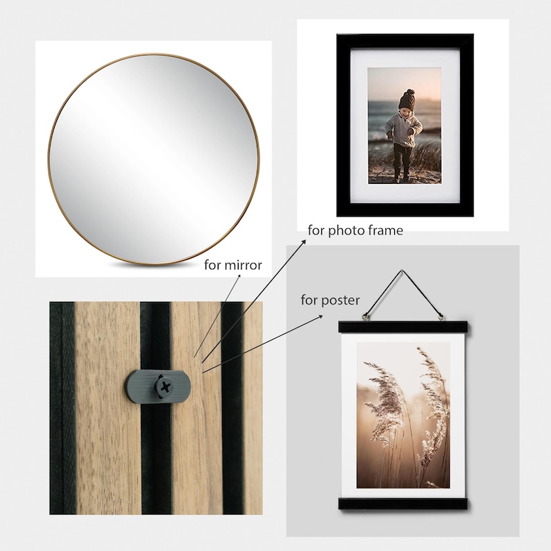 Adjustable Picture Hook for Acoustic Panels, Non-Damaging Slat Wall Picture Hanger for Wood Panel Walls & Studio DecorAcoustic Panel Hooks image 2