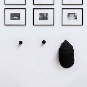 Black round wall hooks, MDF wall hooks, Modern coat hooks, Decorative coat hooks, Functional wall pegs, Stylish hooks, Wall hook entryway