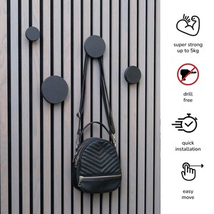 Ganchos para paneles acústicos, color negro, panel decorativo impreso en 3D, ganchos para paneles acústicos, ganchos para paneles de pared modernos, accesorios akupanel imagen 2