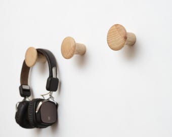 Ganchos de pared de madera natural, Perchero de madera hecho a mano, Perchero de pared moderno de roble, Perchero de pared para decoración de entrada.