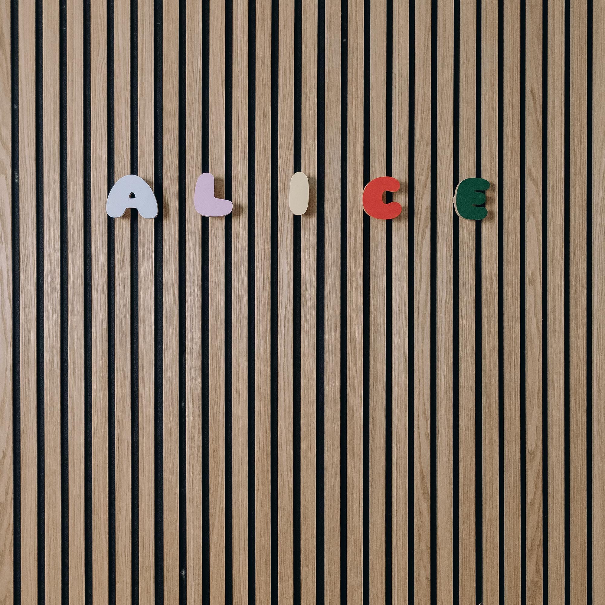 Alphabet ABC Kids Wall Hooks  Acoustic Panel Hooks, Wooden Letter Wall Hook, Hook Acoustic Panels Kids Room, Custom Hanger for Wall Panels