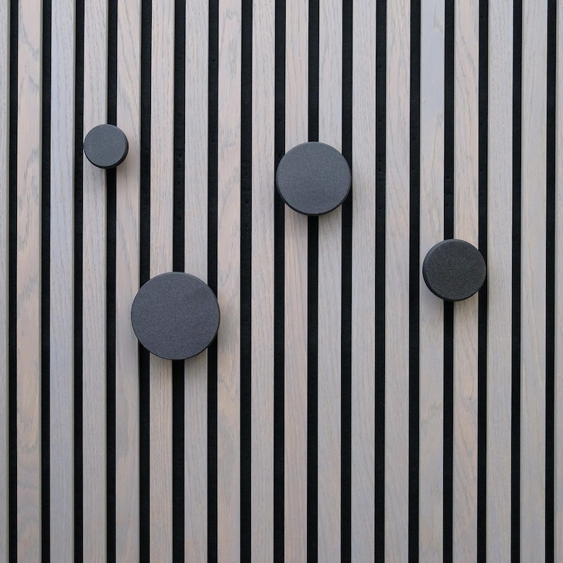 Ganchos para paneles acústicos, color negro, panel decorativo impreso en 3D, ganchos para paneles acústicos, ganchos para paneles de pared modernos, accesorios akupanel imagen 3