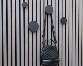 Ganchos para paneles acústicos negros brillantes, perchero decorativo impreso en 3D, ganchos de pared con listones acústicos modernos, accesorios Akupanel