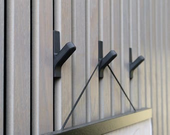 Ganchos para paneles acústicos negros, panel decorativo impreso en 3D, colgador para paneles, ganchos modernos para paneles de pared, accesorios akupanel