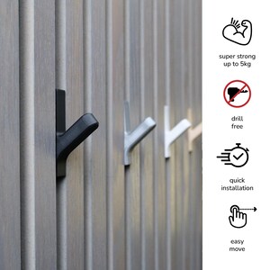 Acoustic Panel Hooks Black Rack, decorative panel 3D Printed, Hanger for Panels, Modern wall panels hooks, akupanel accessories image 8