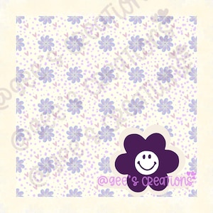 Purple Flower Seamless Pattern PNG Digital Download Scrapbook Paper Floral Repeat Pattern Tumbler Fabric Designs Hearts