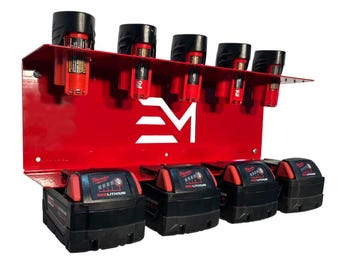 Soporte para baterías - Compatible con baterías Milwaukee de 12 V y 18 V.