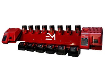 Stazione di ricarica doppia per batterie - Compatibile con batterie Milwaukee da 12 V e 18 V