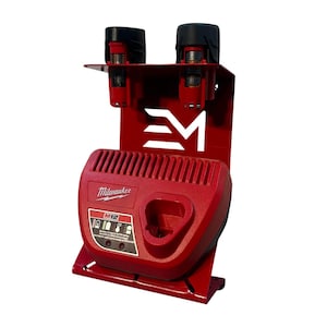 Milwaukee M12 Charger & Battery Mount: Red Steel Organizer