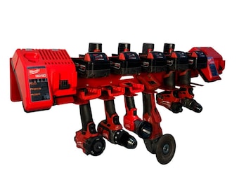 Estación de carga doble para baterías de taladro, compatible con baterías Milwaukee de 12 V y 18 V.