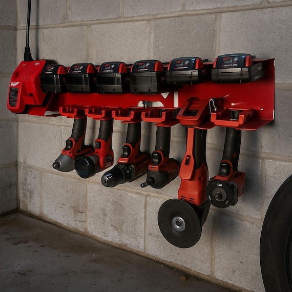 Soporte De Pared Milwaukee M18 Para Baterías De 18V – Organizador Impreso En PLA+ Para Taller