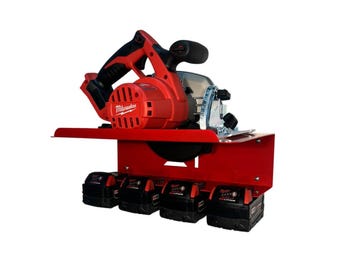 Supporto per sega circolare: organizer da garage in acciaio - Compatibile con batteria Milwaukee da 18 V
