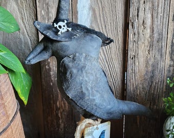 Primitive Halloween Crow Witch: Handmade Spooky Fall Decor